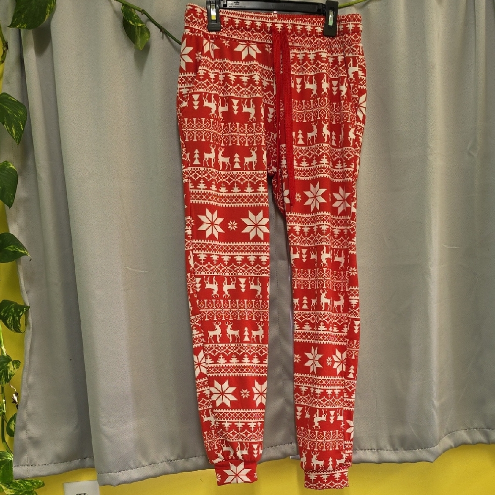 Red and White Festive Patterned Joggers
